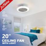 Home Office 20-inch LED Ceiling Fan with Remote and RGB Multi-colored Light