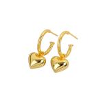 925 Sterling Silver Heart Shape Women Girl Hoop Earrings Brazilian Gold Plated