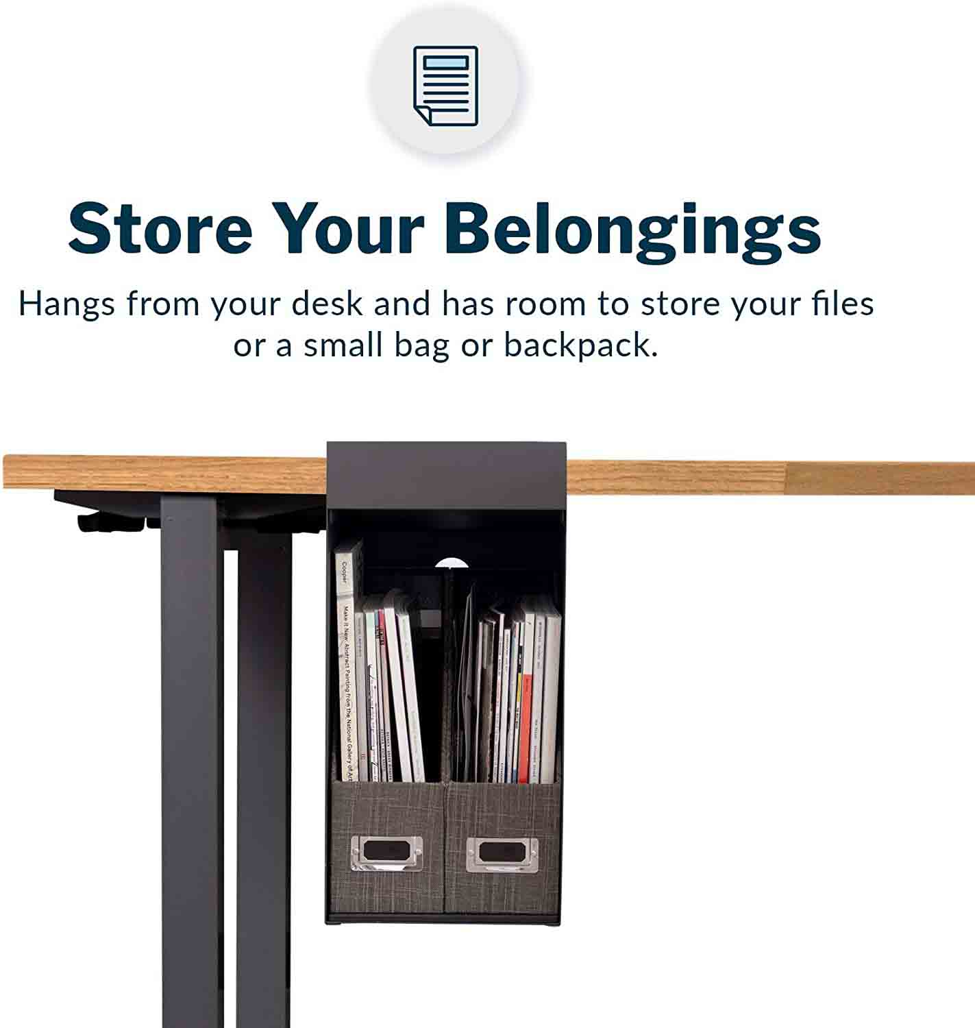 Efficiently Store Files Solid Hanging Desk Storage Box with Rear Cable Opening