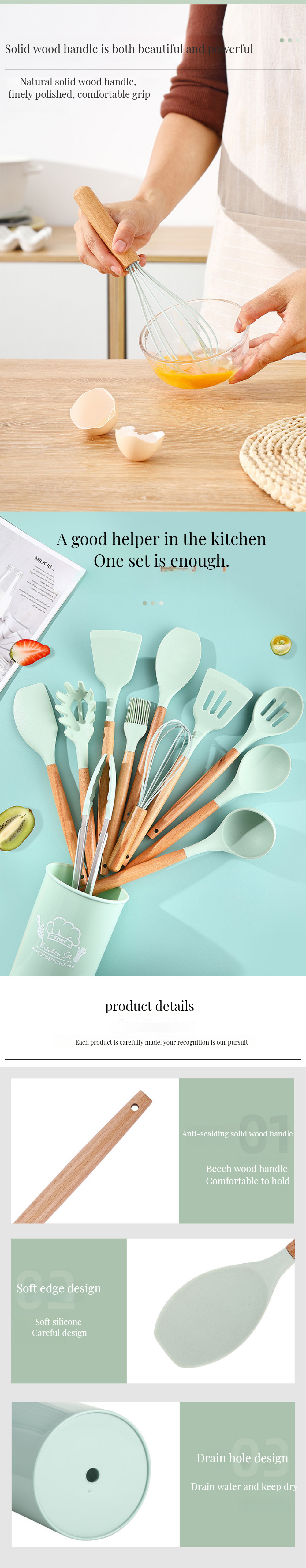 Customized Logo Acceptable 3000pcs Silicone Kitchen Tools Set for Professional Kitchen
