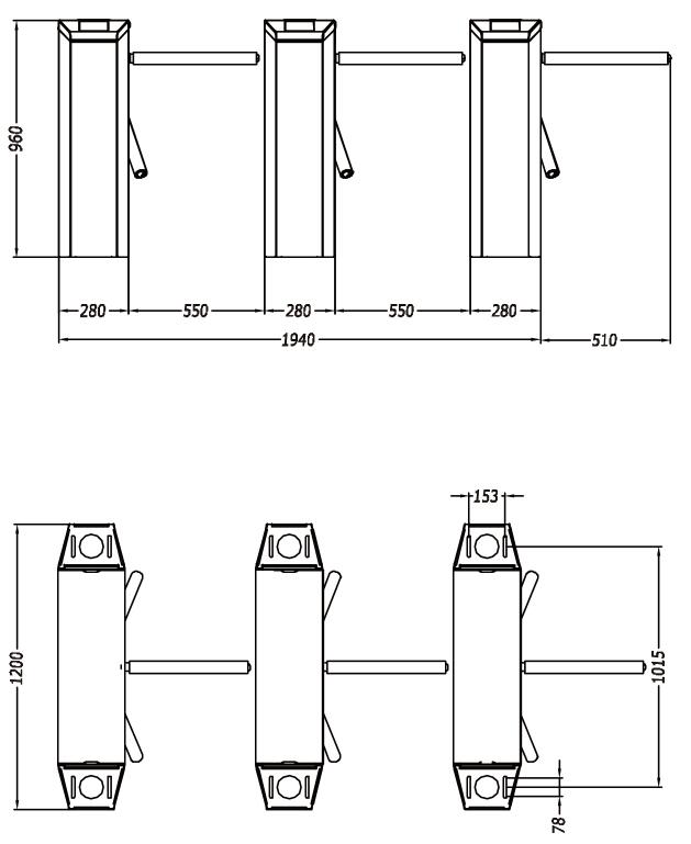 Tripod Waist Height Turnstile Gate Mechanism SUS304 Ticketing System Turboo