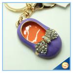 3D Cute Little Shoe Shape Rhinestone Zince Alloy Meta Keychain Rhinestone Bag
