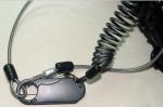 Heavy duty blue strong carabiner holder stainless steel wire coiled lanyard for