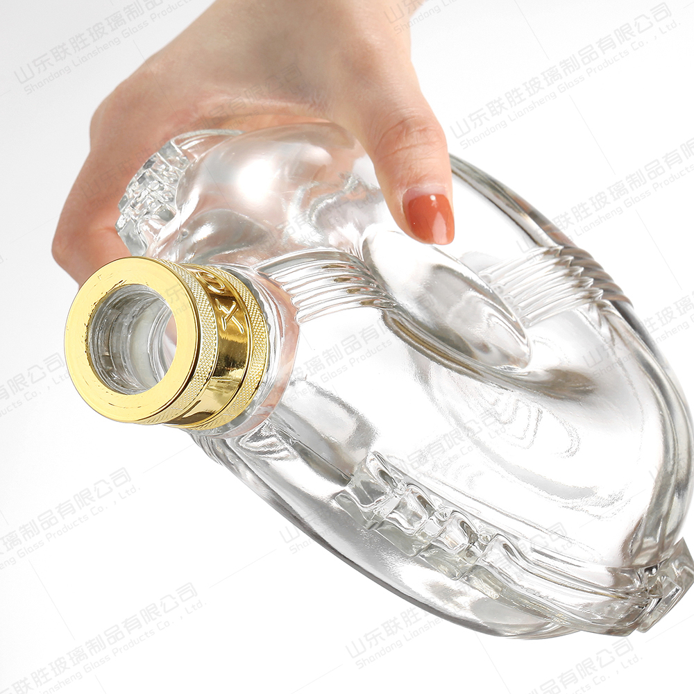 Glass Collar Material Empty Bottles for Beverage Liquor Whiskey Decanter Agave Bottle