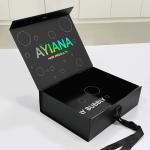 Rectangle Luxury Black Magnetic Gift Box With Paperboard Liner Custom Printing