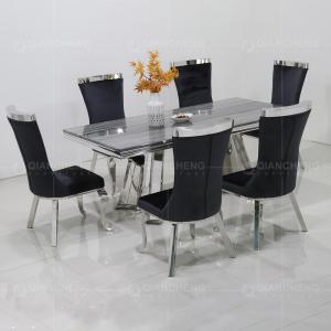 Quality Luxury Modern 200cm Grey Marble Top Dining Table 78inchx39inchx30inch wholesale