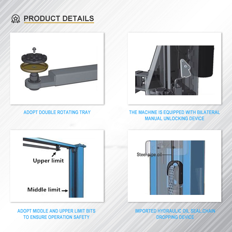 Ce Approved 2 Post Hydraulic Garage Car Lift For Tire Shops And Auto Repair Shops