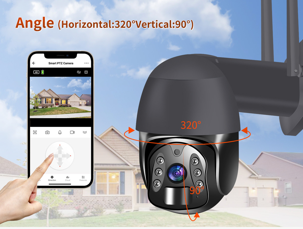 3.5W Solar CMOS SC2335 PTZ Security Camera Alexa Surveillance PTZ IP Camera