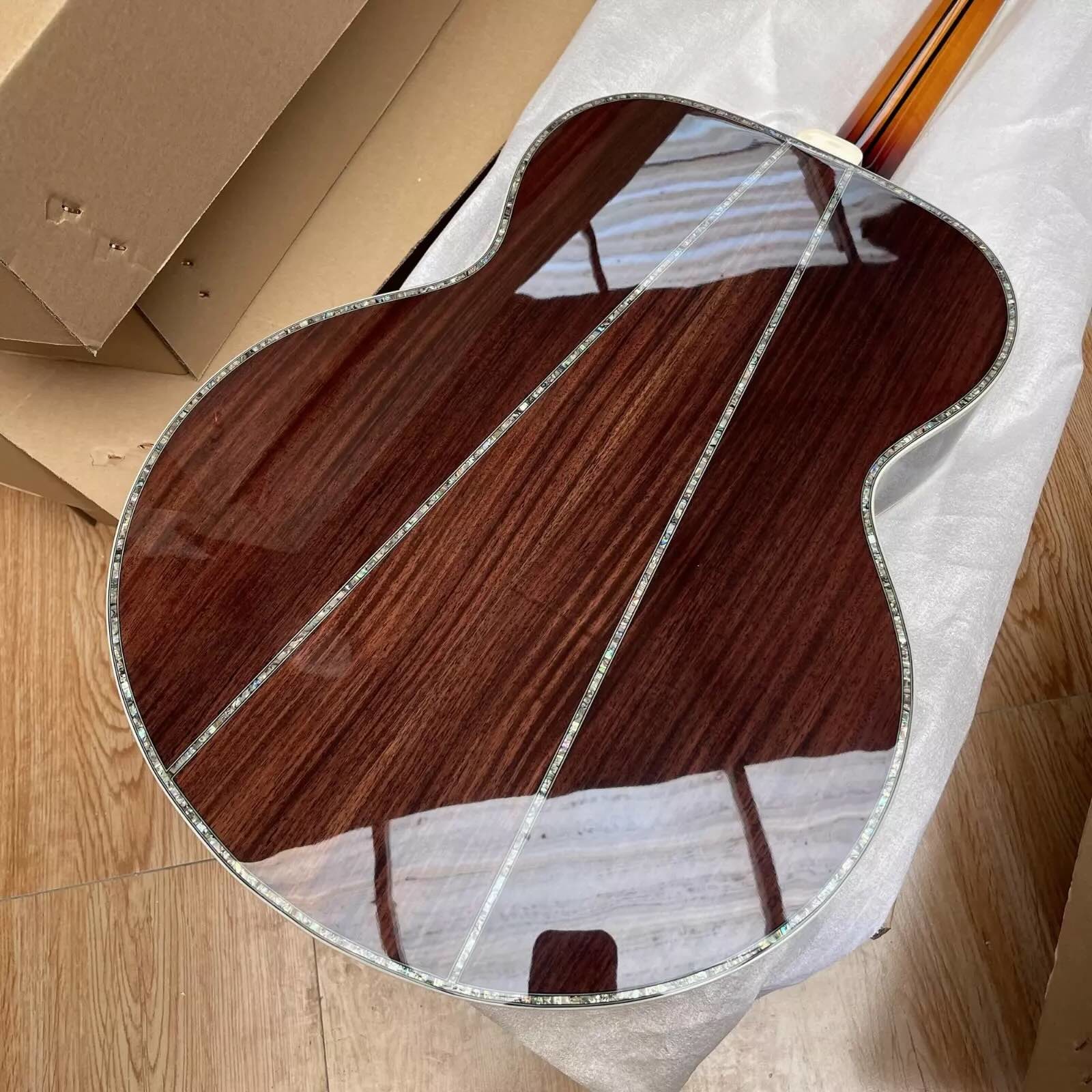 Custom Gibson Style Crown Monarch Type Sunburst Color SJ200 ALL Solid Wood Jumbo Acoustic Guitar