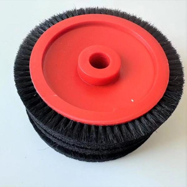 Monforts Stenter Machine Parts Red Brush Wheel Black Bristle Hair 22/26mm Dia