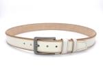 White Mens Casual Leather Belt For Work Dress 1 1/2” Wide 4MM Thick Alloy Prong