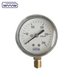 Quality 63mm stainless steel case bottom mbar kpa bellows pressure gauge wholesale
