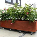 Removable Weathering Steel Corten Trough Planter On Casters Wheels