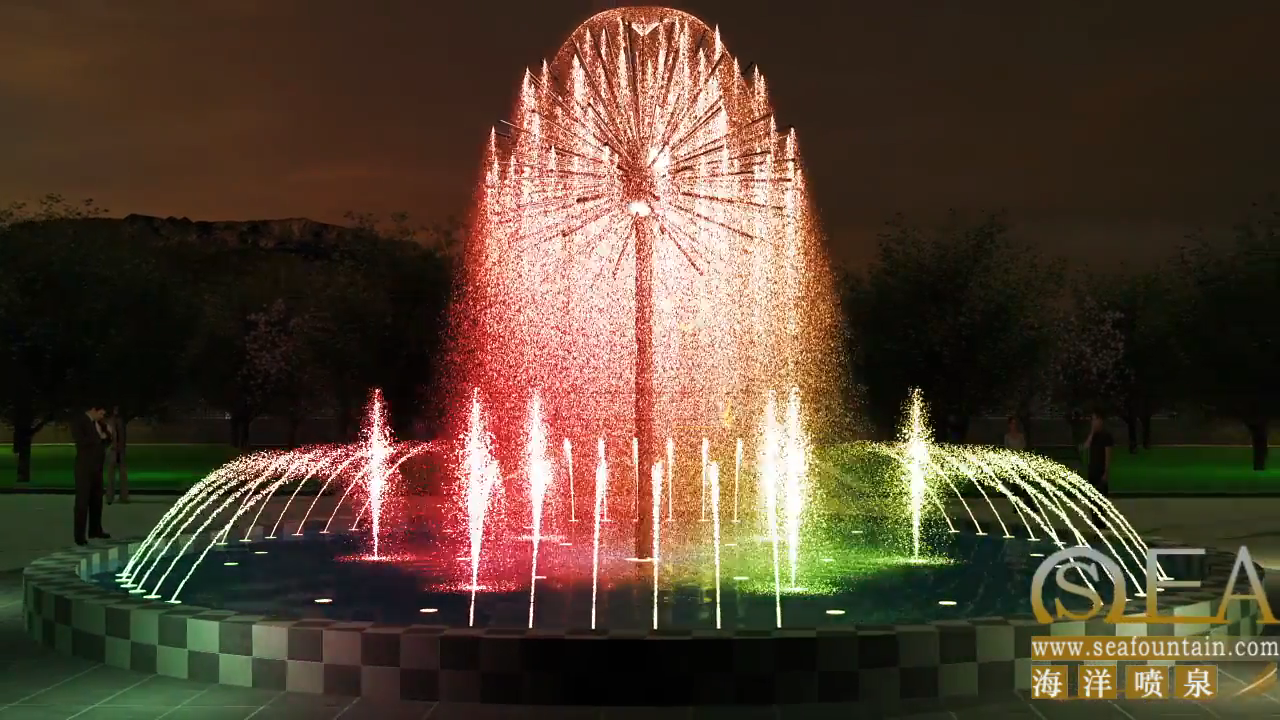 High Spray Dandelion Water Fountain With LED Waterproof Lights
