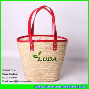 Quality LUDA wholesale handbags red leather handles tote straw beach hand bags wholesale