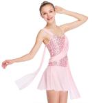 Gentle Lyrical Dress Drop Waist Sequin Modern Lyrical Dance Costumes With Flying