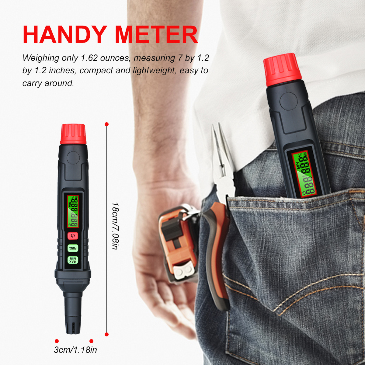 4 In 1 Digital Pen Type Voltage Tester , Humidity Temperature Pen