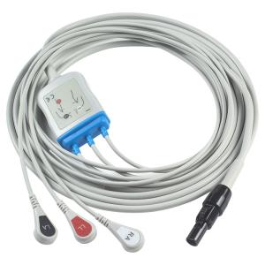 Quality Kontron 125 128 VSM510 ECG Cable and Leadwires 3Lead AHA Snap 7Pin Connector ECG Cable wholesale