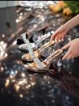 Elegant Womens High Heel Sandals In Swede Leather With Rubber Outsole And Sheep