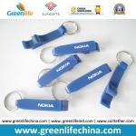 Customized Logo Imprinted Plastic Solid Blue Bottle Opener Key Chain