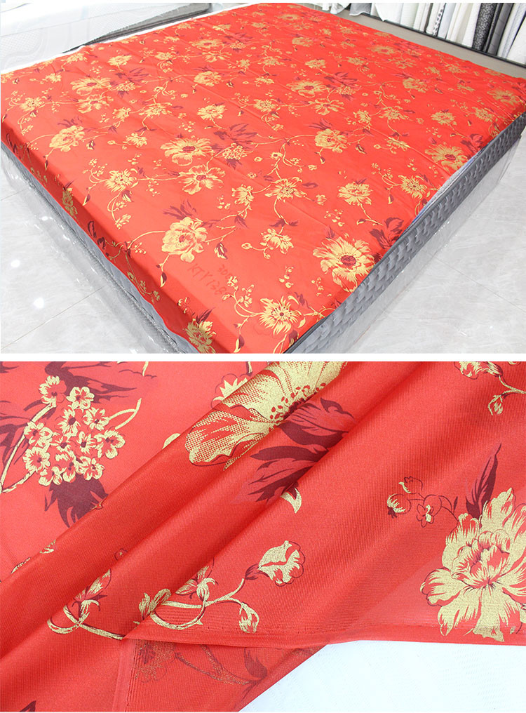 Anti Odor 100% Polyester Mattress Fabric Gold Powder Printing Warp Knitted