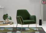 Velvet Stainless Steel Base Single Sofa Chair Gold Base Cozy Arm Hotel Lobby