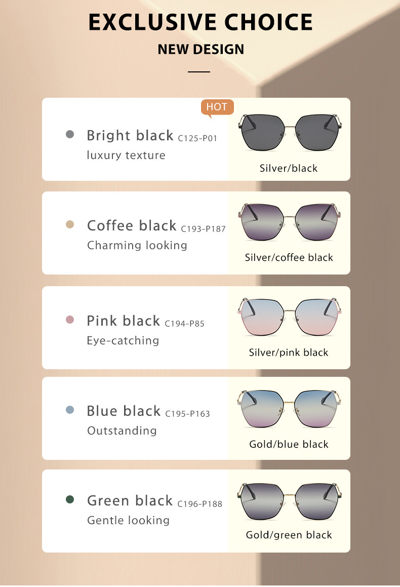 Hollow Gradient Color Metal Frame Sunglasses Polarized For Women