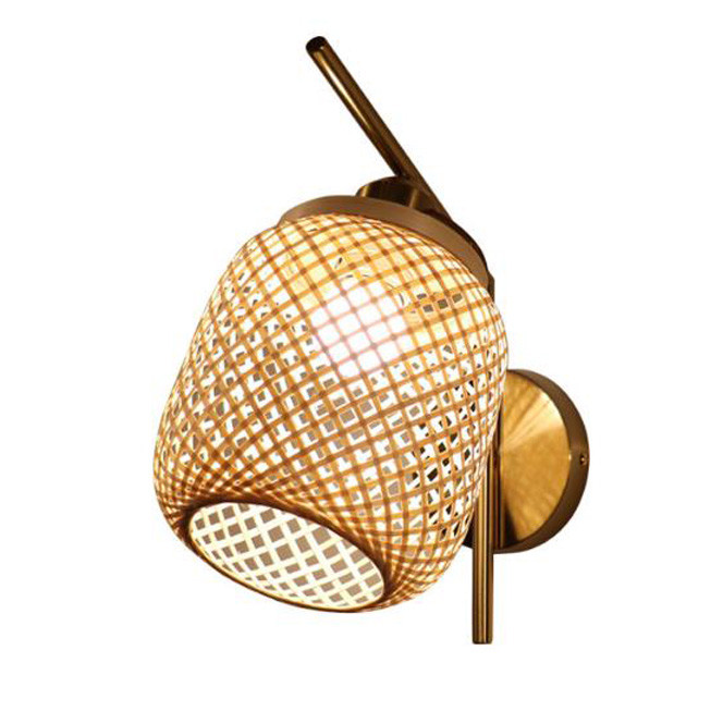 Nodic Woven Bamboo Rattan Wall Lights For Bedroom Living Room Decoration