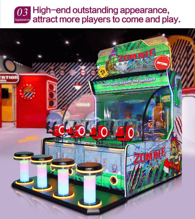700W Ticket Redemption Game Machine Coin Op Zombie Splash - 4 Players Ball Shooting Game Arcade Machine