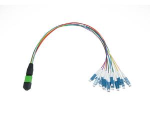 Quality MPO/MTP to LC duplex 12 core ribbon fiber fanout Patch Cord wholesale