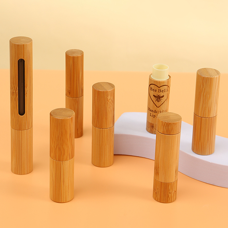 Custom Logo Bamboo Twist up Lipstick Tubes 5g Eco Friendly Empty Mini Unique Lip Balm Tube with Customized Accepted