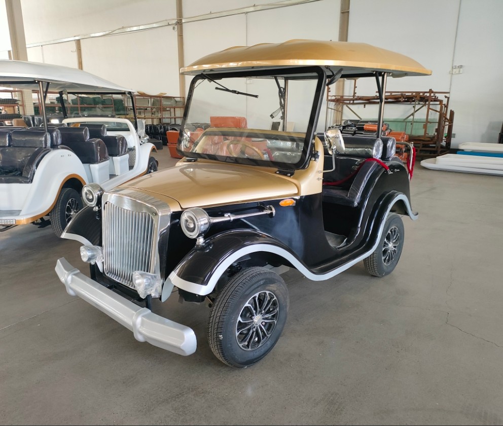 Vintage Electric Car The Classic Golf Cart for Small Group Transportation Black Color for Resort