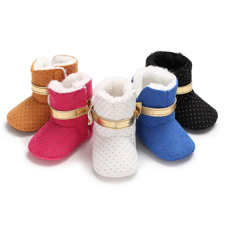 New designed Cotton plush with gold bowknot 0-18 months Walking baby boots