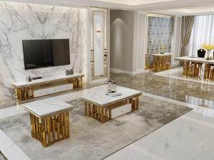 Quality Modern Elegance: Stainless Steel Marble Dining Table For Homes wholesale