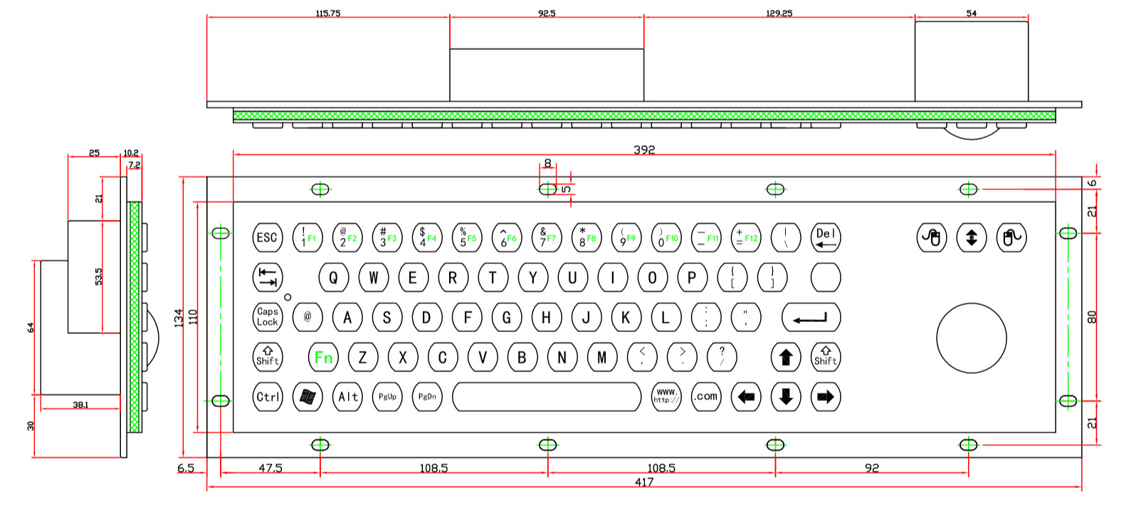 Washable Metal Computer Keyboard Black Surface For Game Consoles