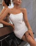 Low Quantity Clothing Manufacturer Women Sexy Dress Solid Color Sling Sequin