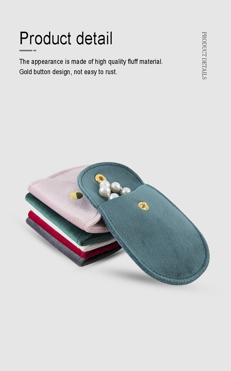 Velvet Button Oval Jewelry Storage Pouches Necklace Pouch Bag 80*85mm