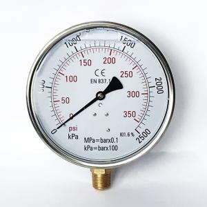 Quality 160mm 350 psi Anti-knock Manometer Stainless Steel Case Liquid-filled Pressure Gauge wholesale