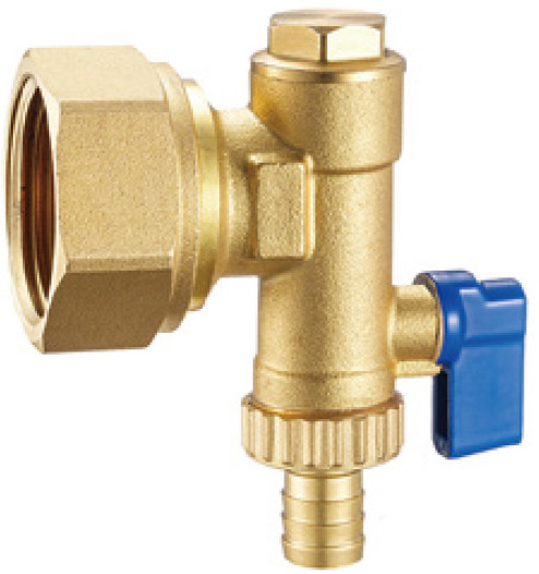 6020 Brass End Piece With G1" Felxible Female Nut For Hot Forged Return Manifold Flushing Draining Ball Valve Integrated