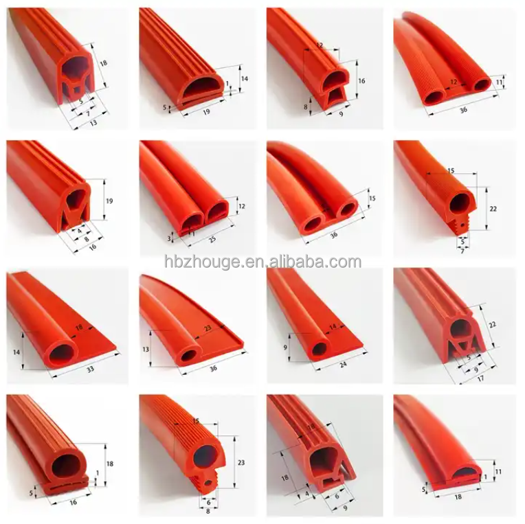 Cutting Extrusion High Temperature Silicone Rubber Seal Strip for Flexible E / B Type Shape
