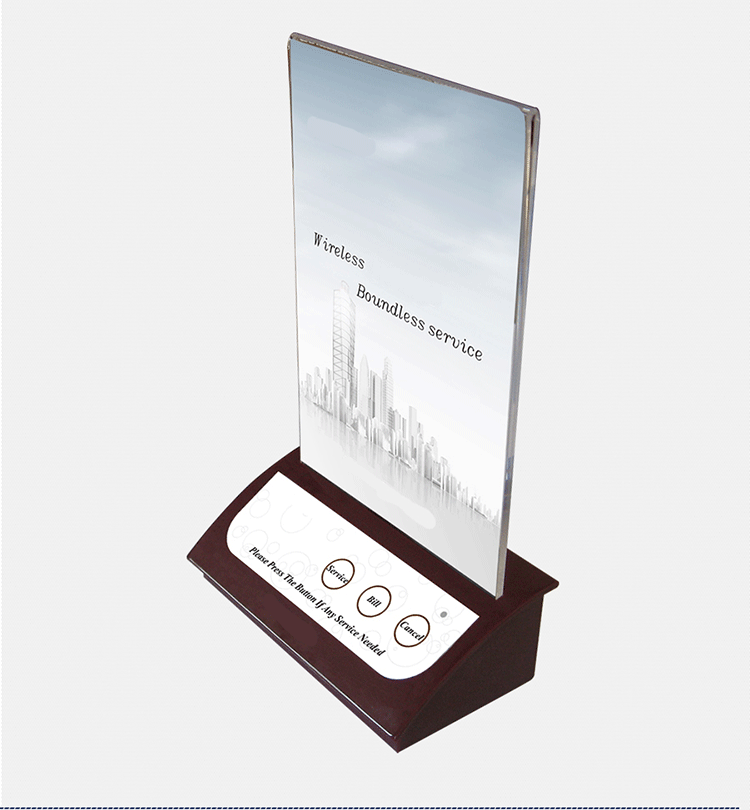 Restaurant Wireless call waiter button Table Stand Menu Holder with advertising paper