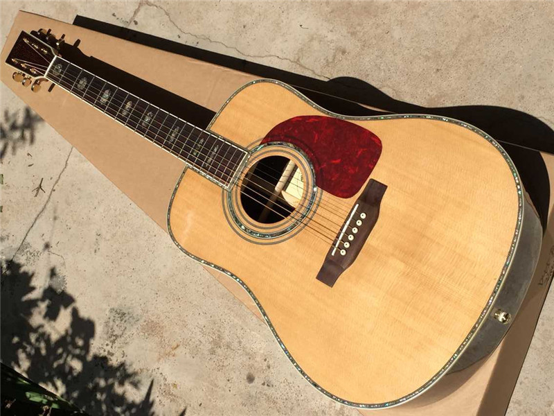 Wholesales custom 41" 45D 20 frets solid Top Real peral inlay acoustic guitar with colorized shell edge