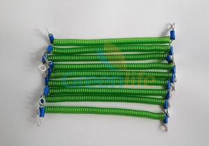Quality Customized 15CM Length Green Steel Wire Safe Spring Coiled Strap Strings w/2pcs Metal Eyelets wholesale
