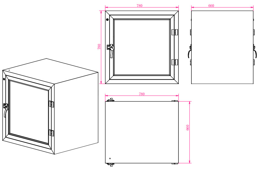 Stainless steel 304 Air Shower Embedded Pass Through Cabinet, two doors interlocked