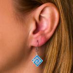 925 With Sterling Silver Natural Greek Key Blue Opal Dangle Crystal Earrings For