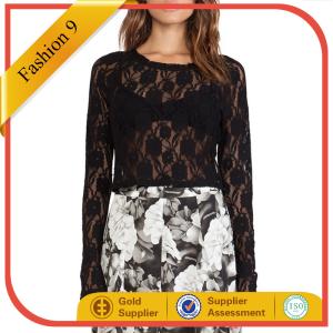 Quality Women Long Sleeved Lace Top Blouse wholesale