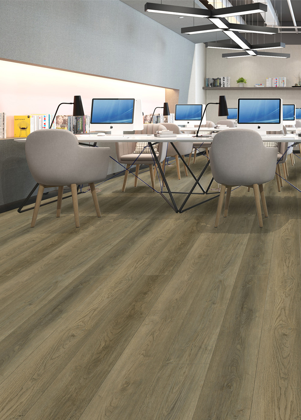 Fireproof Pet Friendly Click SPC Flooring Oak Grain Stone PVC Vinyl Composite