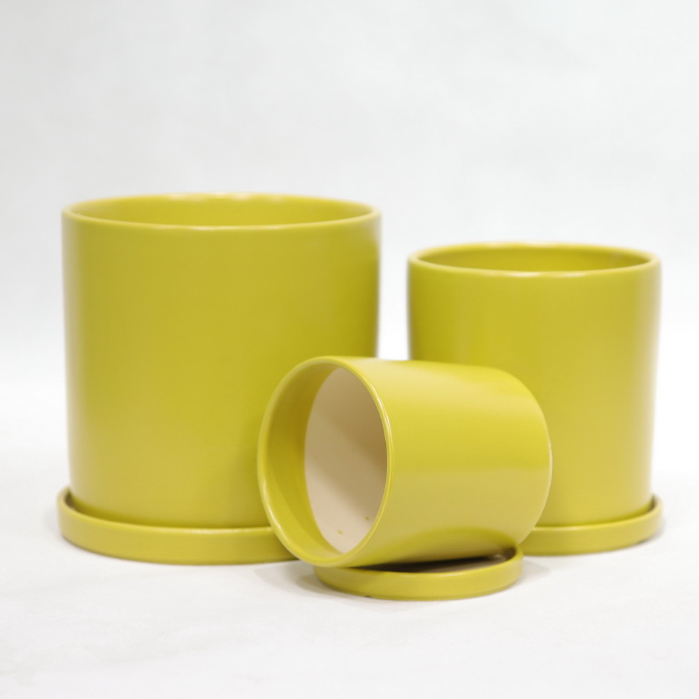 Fireproof High Glossy Finish Round Ceramic Pots For Plants