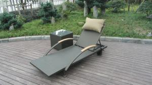 Quality Modern Rattan Sun Lounger , Folding Lounger With Side Tea Table wholesale