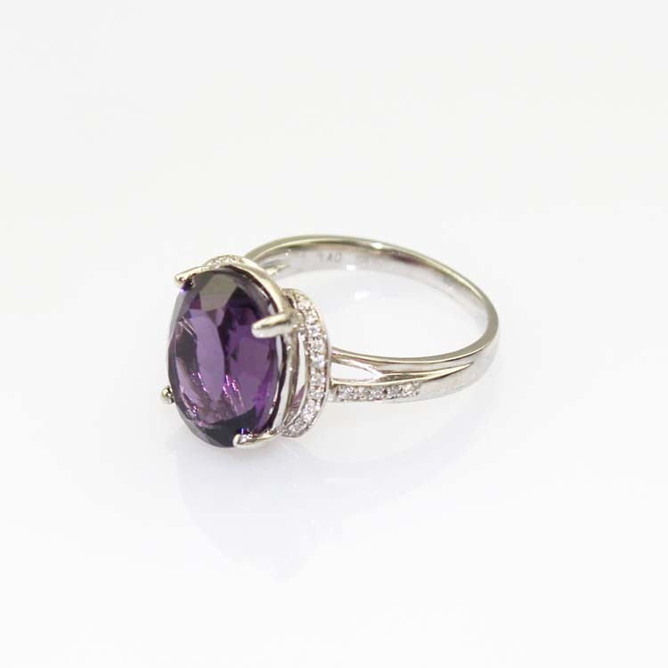 925 Silve 10mmx12mm Blue Topaz Cubic Zircon Gemstone Ring (R139)